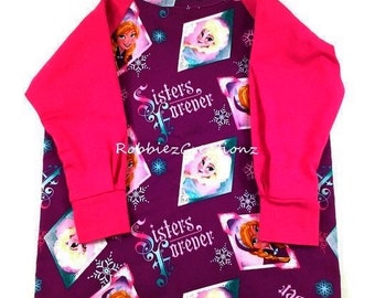 FREE SHIP!! Long Sleeve Full Body Frozen Elsa and Anna Girl Bib Full Coverage Lined