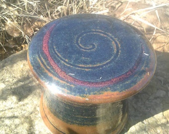 French butter dish azurite blue glaze