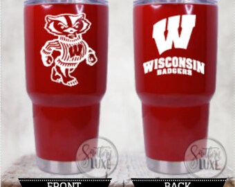 Wisconsin Badgers Football Yeti-Style Tumbler / College Custom Yeti / Custom Tumbler / Personalized Cup / Dad Gift