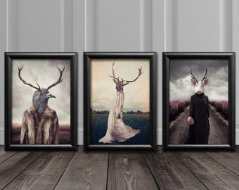 Anthropomorphic Art, Funky Wall Art, Quirky Art Prints, Animal Art, Weird Art, Animal Prints, Animal Lovers Gift, Unique Art, Human Animals