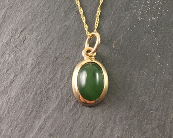 10k Edwardian Nephrite Jade Pendant | Antique Stick Pin Conversion Pendant | Edwardian Jade | Nephrite Jade | 10k Pendant | Cabochon