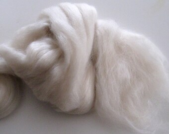 Camel / Merino / Silk Wool Roving, Spinning Fiber - Ecru / Undyed / Natural - 2 ounces