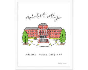 Meredith College Johnson Hall | North Carolina | Art Print