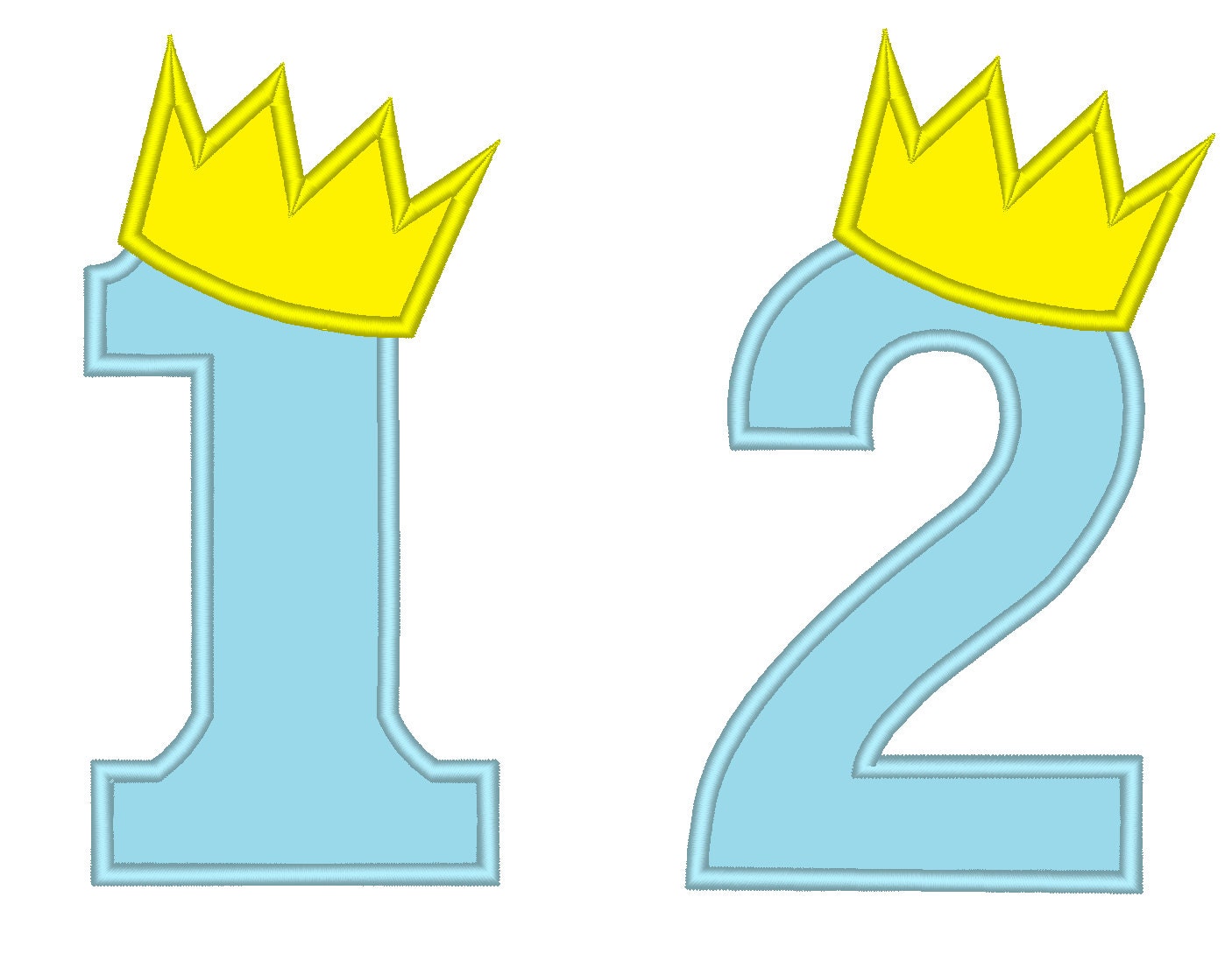 King Birthday Crown Numbers embroidery applique designs for