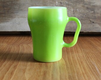 Vintage 60s Bright Green Fire King Soda Fountain Coffee Mug