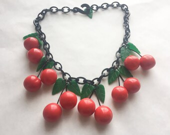 Vintage Lucite Cherry Bead Necklace
