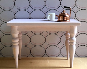 Dollhouse Furniture, Miniature Table, Dollhouse Accessory, Miniature Farmhouse Table, Modern Miniature Furniture
