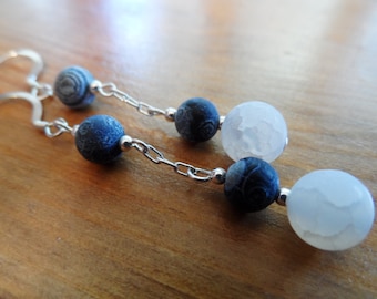 Galaxy agate earrings, silver 925 findings