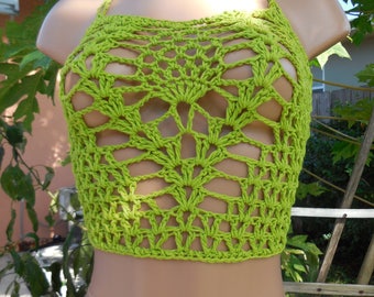 Crochet beach halter top in size small/Medium with pineapple pattern.