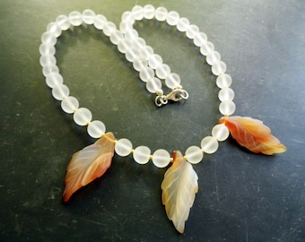Necklace, white, bride, sheet, agate, rock crystal, beige, wedding