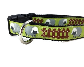 Dog Collar, Sheep Dog Collar, 1 inch wide, adjustable, quick release, metal buckle, chain, martingale, hybrid, nylon