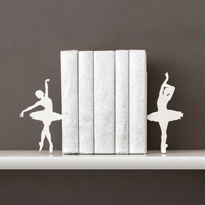 Ballerina book ends Ballet bookends Metal bookends Kids bookends White bookend Book shelf decor Book end Girl room - white