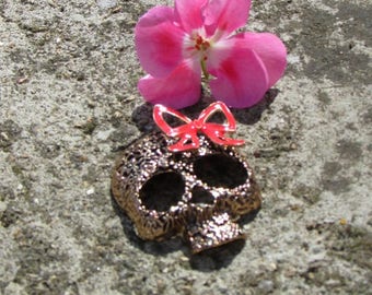 Skull pendant X 1 stylized of color bronze 60 mm approx