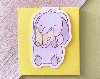 Elephant reads MAGNETIC BOOKMARK
