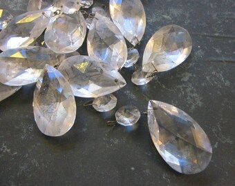 4 vintage chandelier crystals - teardrop prisms - 0113A