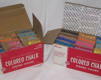 Binney & Smith Brand 2 Assorted Colored Chalk Boxes 144 Sticks 1950