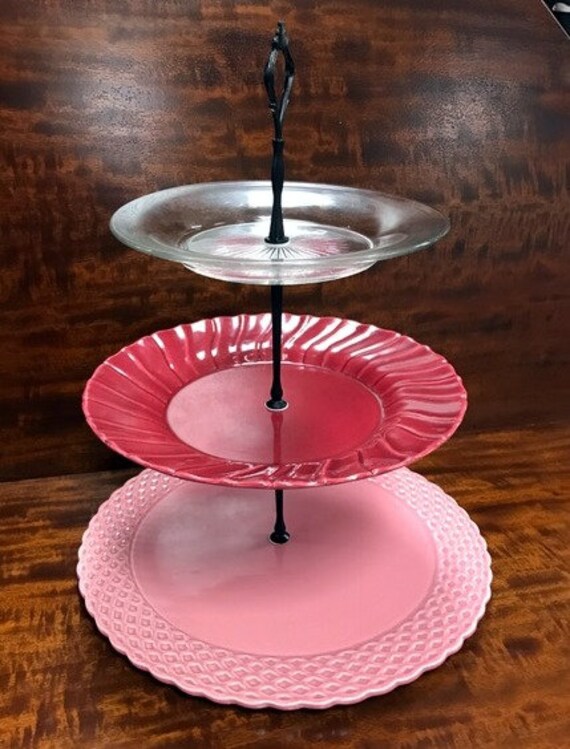 3 tier server with California pottery