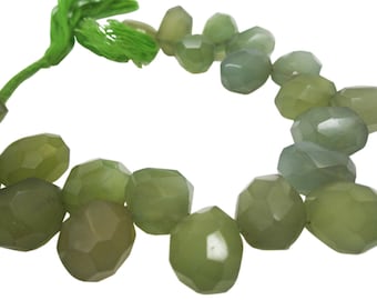Green Chalcedony Briolettes, Chalcedony Briolettes, Olive Green, SKU 4134A