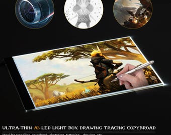 lightbox, tracing light pad, artist light pad, A3 Ultra-thin USB Led Light Tracing Cartoon Tattoo Drawing Pad Box, http://1supply.etsy.com