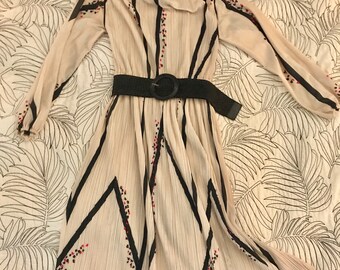 Vintage Rare Hal Ferman Cream & Black Disco Dress