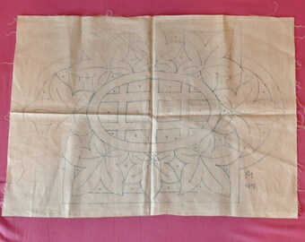 CANVAS of flax former printed embroidery