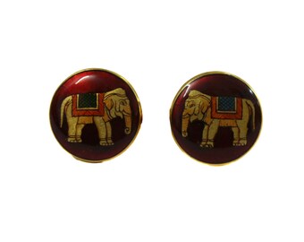 Silver Cuff links with painted meena
