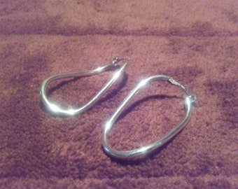 Sterling Silver Oval Hoop Earrings