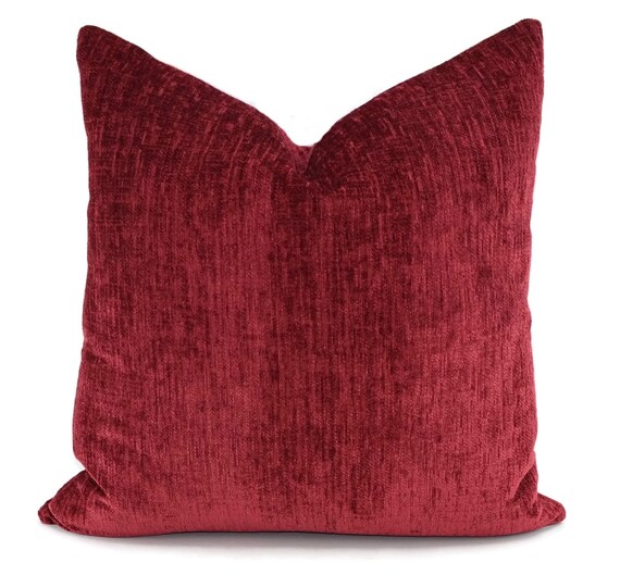Throw PIllow Cover Red Chenille Pillow Cover Red Chenille