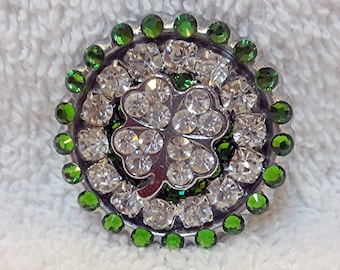 Shamrock Pin, Swarovski Rhinestone St. Patrick's Day Four Leaf Clover, Luck of the Irish Gift