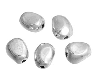 8 Spacer Beads Silver Tone 11mm x 10mm Unique Design - FD443