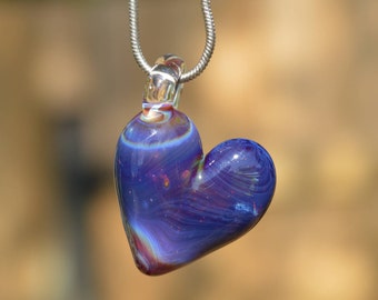 Heart Necklace Charm - Glass Heart Charm - Heart Pendant - Heart Necklace Pendant - Glass Heart Pendant - Purple