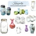 Watercolor Mason Jar and Vases Set - Commercial and Personal Use