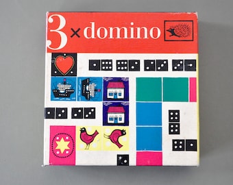 Vintage domino game | 1960s toy | vintage children's gift | vintage dominoes | retro toys | vintage birthday gift | midcentury design