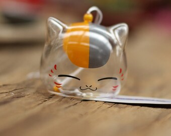 2Pcs 6*6.5cm Lovely Cat Painting Wind Chime JAPANESE Traditional Culuture manga Glass Furin Wind Bell Chime windbell Gifts