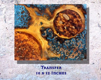 Art Painting Copper Art Abstract Patina Painting "Transfer" 10 x 12" Metal Wall Art