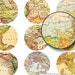 Printable Maps, 2 inch Circles, Digital Collage Sheet, Digital Circle, Vintage Map, Old maps