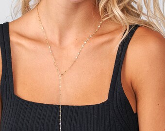 Gold Lariat Necklace, Layered Y Necklace, Dainty Bar Drop, Layering Necklace, Y Necklace, Bridesmaid Necklace, Bridesmaid Gift