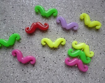 10 pearls multicolored mustache plastic
