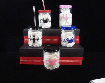 Bowling Plastic Mason Jars, Team Parties, Bowling Cups, Kids Cups, Sports Parties, Bowling Parties, Party Favor- 12 or 16 oz jars
