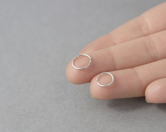 Mini Hoop Earrings, 9k Cartilage hoop, Handmade Silver Hoop, Gold Hoop, Silver Hoops Earrings, Minimal, Hand Made Hoops, Sleeper, Nose Hoop