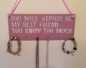 Bespoke Jewellery/Necklace or Key holder Wall Hanger. Can be personalised.