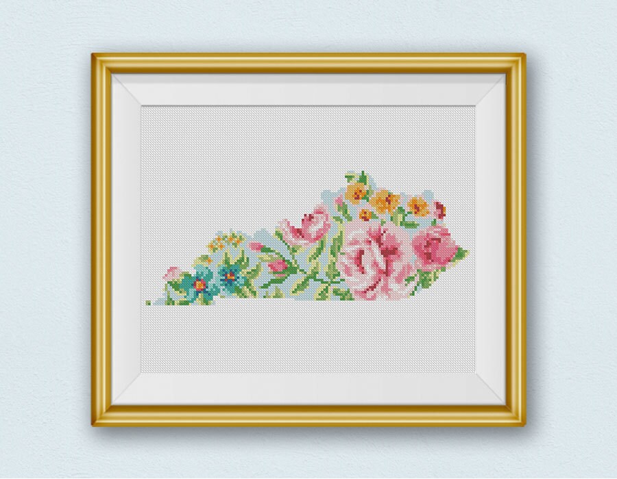 BOGO FREE Kentucky Cross Stitch Pattern Kentucky Flowers
