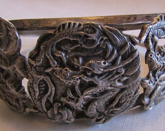 Sterling Silver Dragon Cuff Bracelet