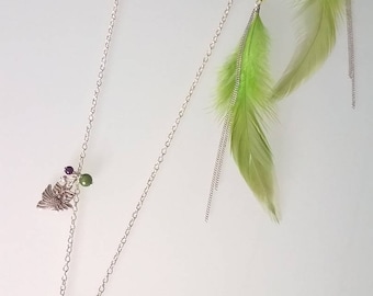 Feather gift necklace/ring/earrings set of earrings with owls