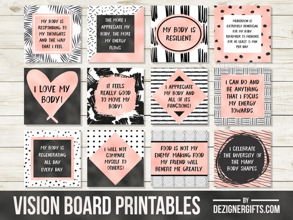 Vision Board Printables Positive Body Quotes Affirmation