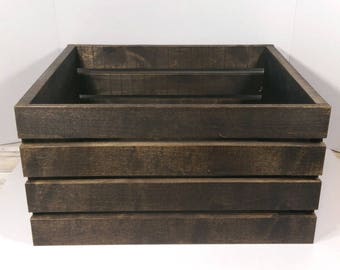 Large Rustic Vintage Stained Wooden Crate Box Handmade Reclaimed Jacobean Stain