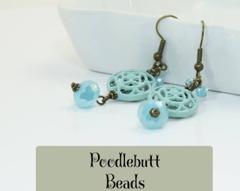 Turquoise Earrings Blue Earrings Wedding Earrings Lacy Earrings Turquoise Blue Earrings
