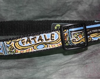 Adjustable Dog Collar from recycled Peace Tree Brewing Fatale Ale Beer Labels