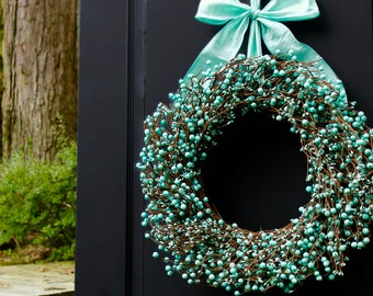 Turquoise Wreath - Robins Egg Blue Wreath - Year Round Wreath - Spring Wreath