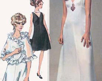 CLEARANCE SALE 1960s EVENING Dress w/ Stole Simplicity 7951Slinky Designer Low V Neckline Vintage Sewing Pattern Size 10 Bust 32.5 Uncut